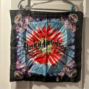 Vintage Official Licensed Harley Davidson Motorcycles Tie Dye Bandana